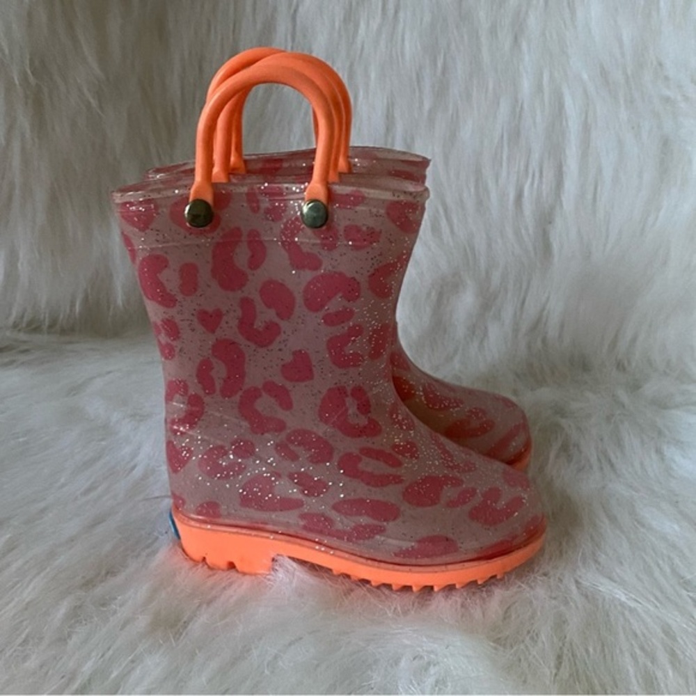 Zoogs Boots Girls Size 5‎ Rain Slip On Orange-Pink